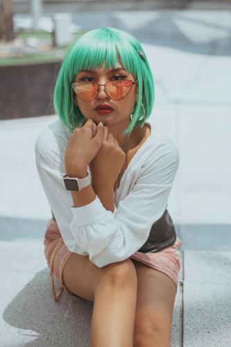 E-girl avec cheveux vert